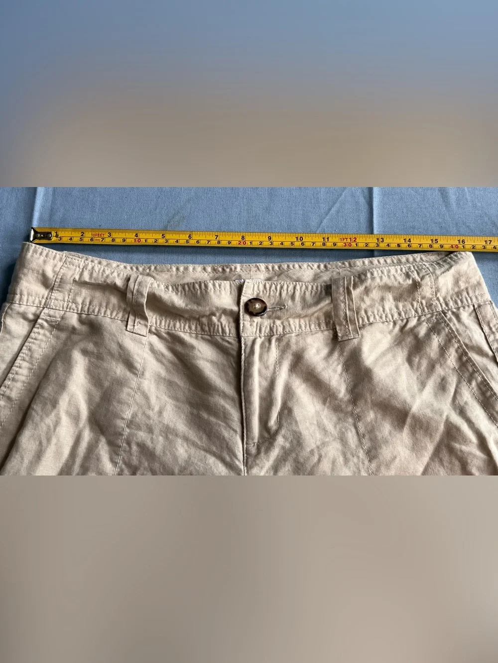 Vintage 90s Gap Women 10 Tan Linen Cotton Blend Shorts 32